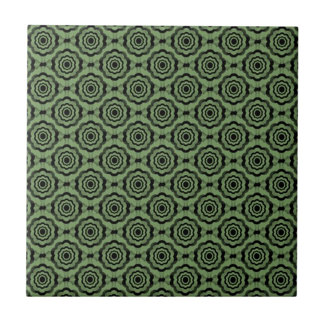 Padrão contínuo de flor preta verde (Frente)