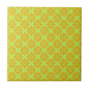 Padrão contínuo de flor verde laranja