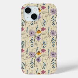 Padrão contínuo de flores silvestres caprichosas