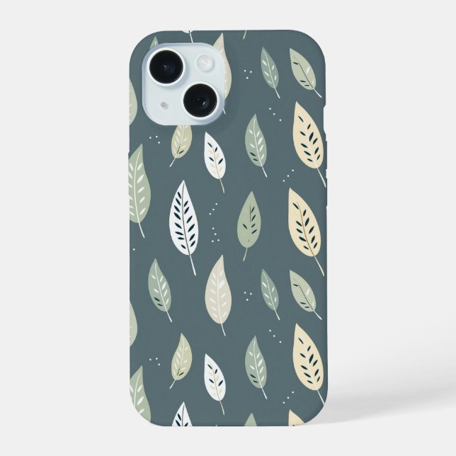 Padrão contínuo de folhas em cor verde Boho (Verso)