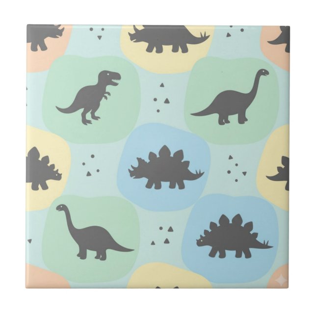 Padrão contínuo de silhueta de dinossauro pré-hist (Frente)