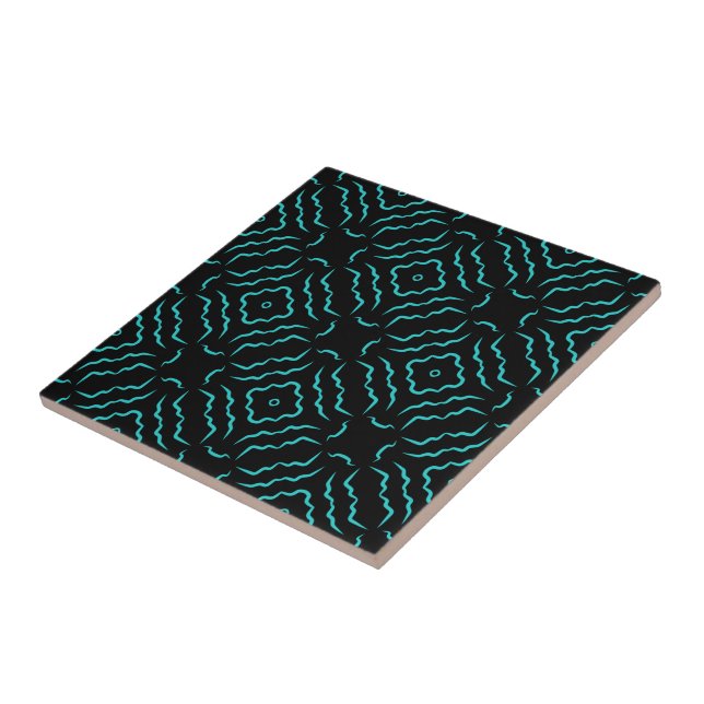 Padrão contínuo em Turquesa Brilhante sobre Preto (Lateral)
