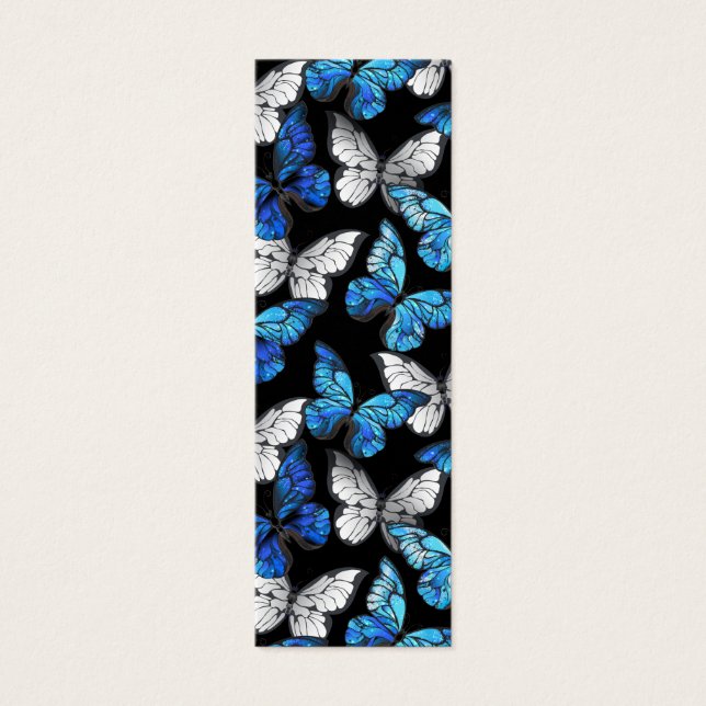Padrão contínuo escuro com borboletas azuis Morpho (Frente)