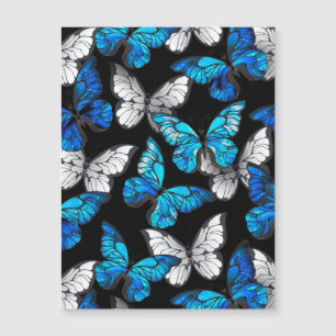 Padrão contínuo escuro com borboletas azuis Morpho