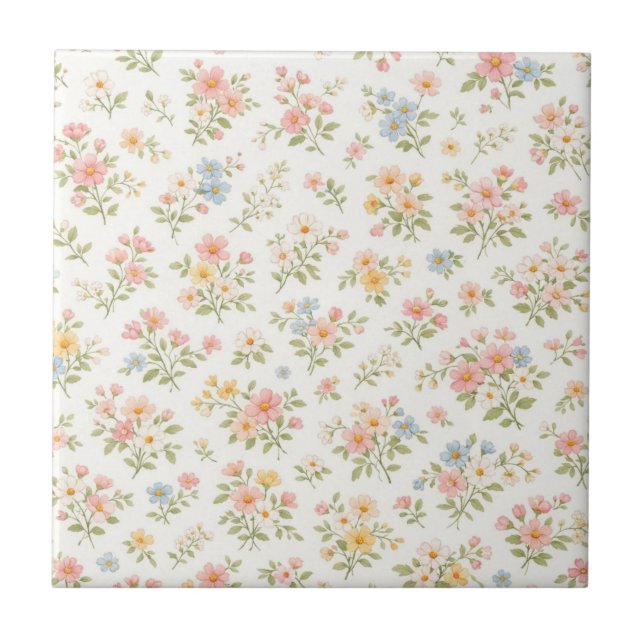 Padrão contínuo floral delicado e fofo (Frente)