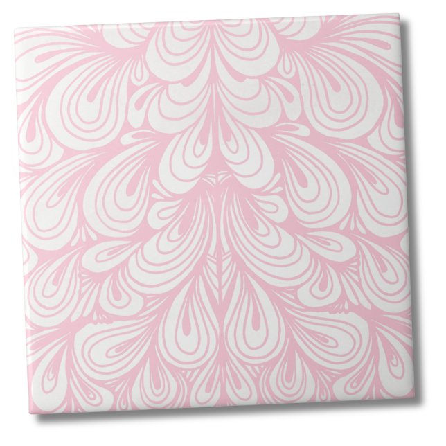 Padrão Cor-de-rosa embutido elegante (Unique Elegant Feminine Blush Pink Pattern ceramic tile)