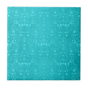 Padrão Damasco Turquesa Azul Brilhante Aqua