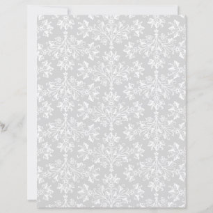 Padrão Damask Vintage em Branco sobre Cinza Claro