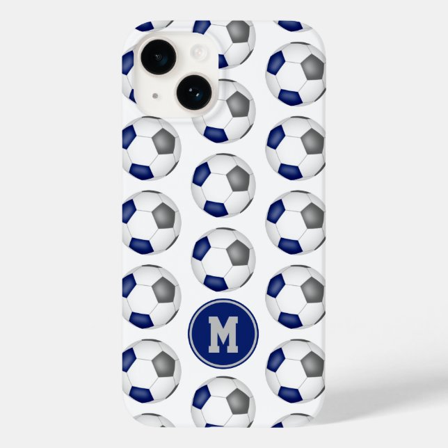 padrão das bolas de futebol da cinza azul monogram (Verso)