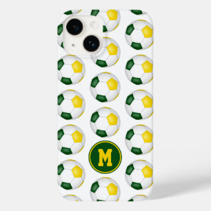 padrão das bolas de futebol de ouro verde monogram