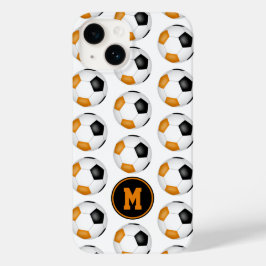 padrão das bolas de futebol laranja preto monogram
