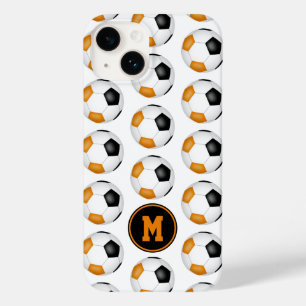 padrão das bolas de futebol laranja preto monogram