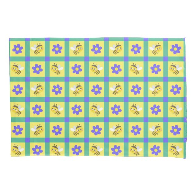 Padrão de Abelha de Desenho Animado Fofo e Flor (Frente)