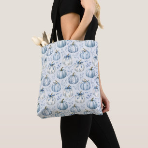 Padrão de Abóbora Azul em Pó Claro - Bolsa Tote