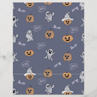 Padrão de Abóbora e Fantasma Assustador do Hallowe