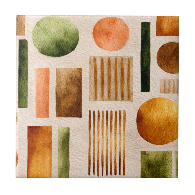 Padrão de Abstrato de Aquarela Terrestre - Orgânic (Frente)