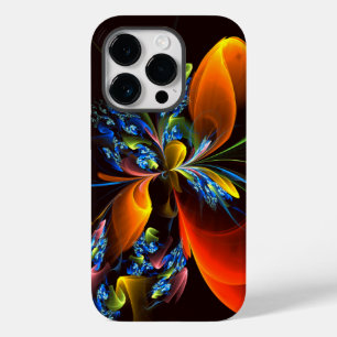 Padrão de Abstrato de Arte Floral Azul Laranja Mod