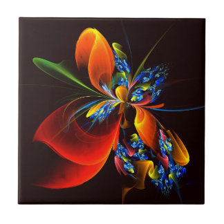 Padrão de Abstrato de Arte Floral Azul Laranja Mod