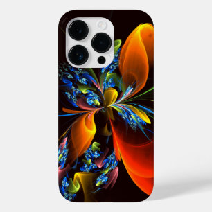 Padrão de Abstrato de Arte Floral Azul Laranja Mod