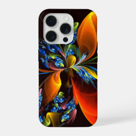 Padrão de Abstrato de Arte Floral Azul Laranja Mod