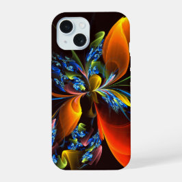 Padrão de Abstrato de Arte Floral Azul Laranja Mod