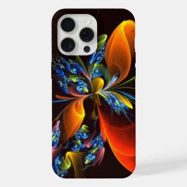 Padrão de Abstrato de Arte Floral Azul Laranja Mod