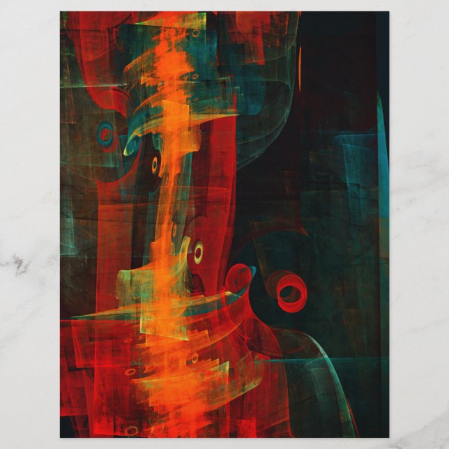 Padrão de Abstrato de Arte Moderno Vermelho Azul-L (Frente)