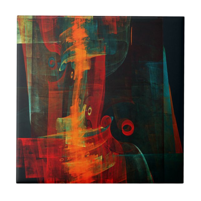 Padrão de Abstrato de Arte Moderno Vermelho Azul-L (Frente)