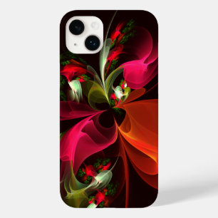 Padrão de Abstrato de Arte Vermelha Verde Floral M