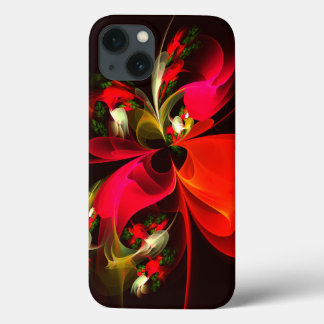 Padrão de Abstrato de Arte Vermelha Verde Floral M