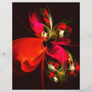 Padrão de Abstrato de Arte Vermelha Verde Floral M