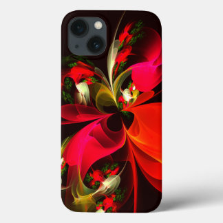 Padrão de Abstrato de Arte Vermelha Verde Floral M