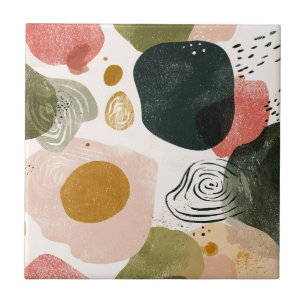 Padrão de Abstrato de Boho Orgânico em Tom Terrest
