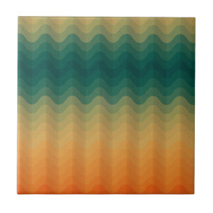 Padrão de Abstrato de Ondas Laranja e Verde