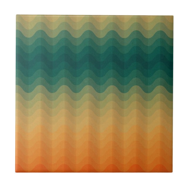 Padrão de Abstrato de Ondas Laranja e Verde (Frente)