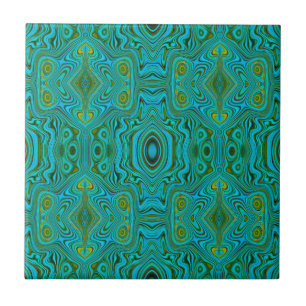 Padrão de Abstrato do Trippy Retro Turquoise Char