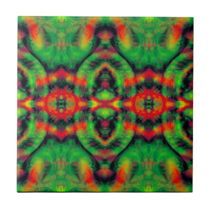 Padrão de Abstrato Verde Amarelo Vermelho de Arte