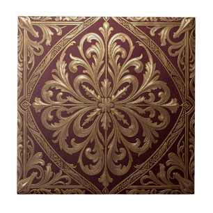 Padrão de Acanto Dourado Ornamentado Barroco Verme