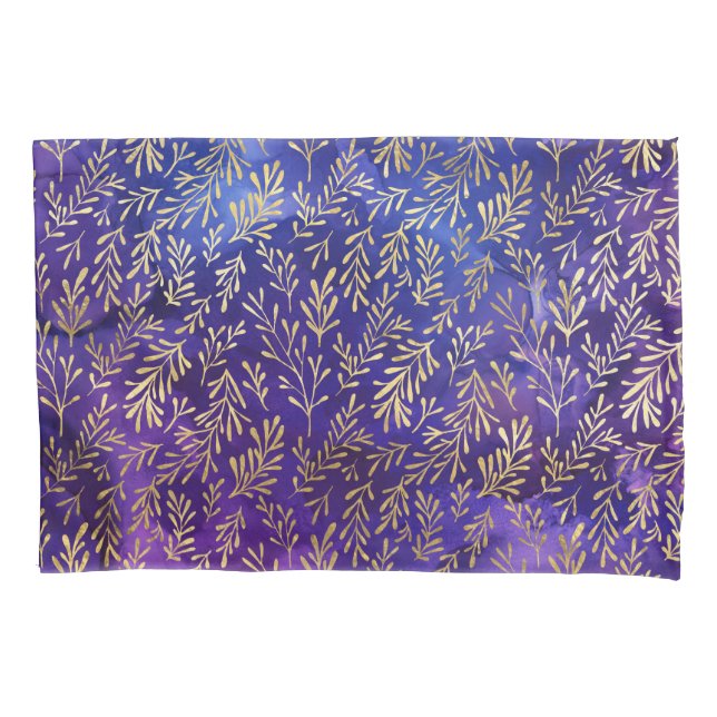 Padrão de água-forte roxo com folhas de ouro (Frente)