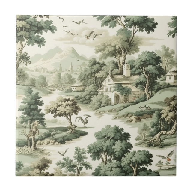 Padrão de Aldeia de Toile Verde de Casa de Campo F (Frente)