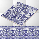 Padrão De Amizade Grego Branco E Azul Vintage<br><div class="desc">Este é um impressão azul e branco melhorado digitalmente derivado de uma antiga ilustração de design de safra grega frieze. Você pode personalizar a cor de fundo.</div>