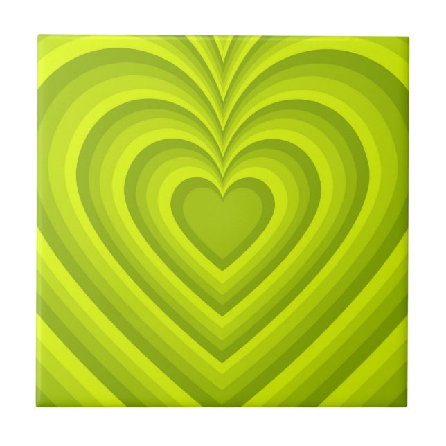 Padrão de Amor do Coração Hipnético Neon Verde (Frente)