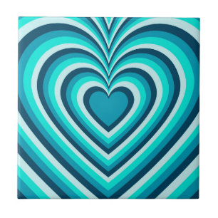 Padrão de Amor do Coração Hipnótico Branco Azul