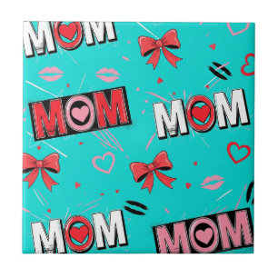 Padrão de Amor MOM em Turquesa da Pop Art (5)