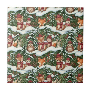Padrão de Animais de Natal na Floresta – 7 Inverno