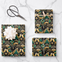 Padrão de Ano Novo à Meia-Noite Esmeralda Art Déco