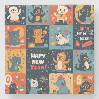 Padrão de Ano Novo Porta copos de Pedra