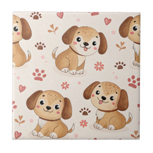 Padrão de aquarela Coração de Cachorrinho (1)