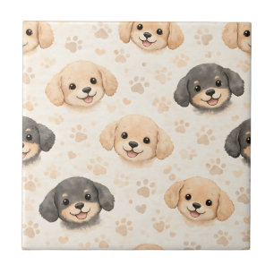 Padrão de aquarela Corações de Cachorrinho Fofo (3