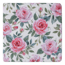 Padrão de aquarela Cottagecore floral rosa-pink